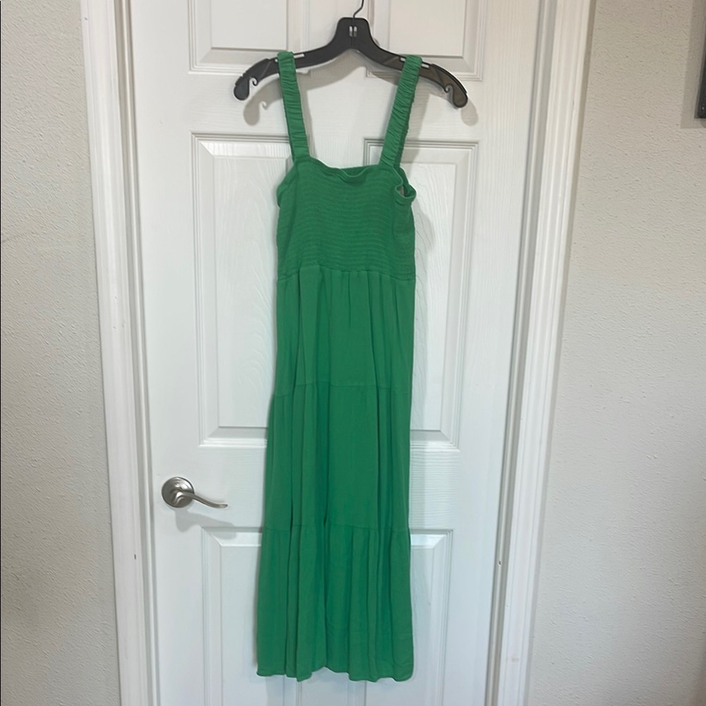 Green Maxi Scoop Neck Sundress for Casual Wear